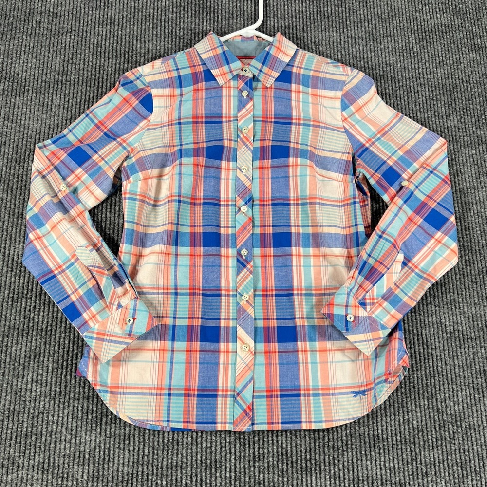 Talbots Womens Shirt Size 6 Petite Blue Plaid Long Sleeve Button Up Casual
